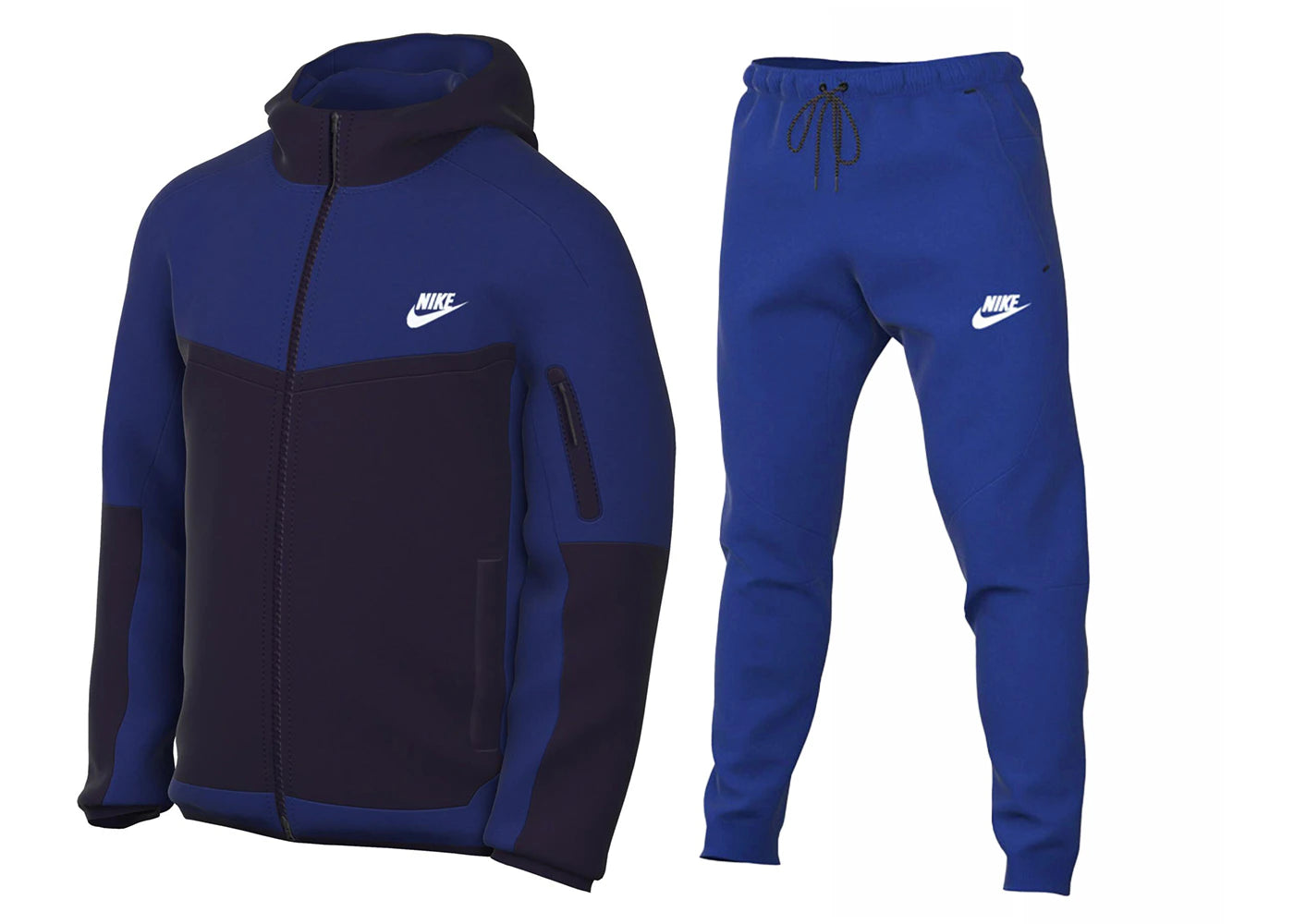 Nike Sportswear Tech Fleece Full Zip Hoodie & Joggers Set Old Royal/Charcoal Grey/Deep Royal Blue