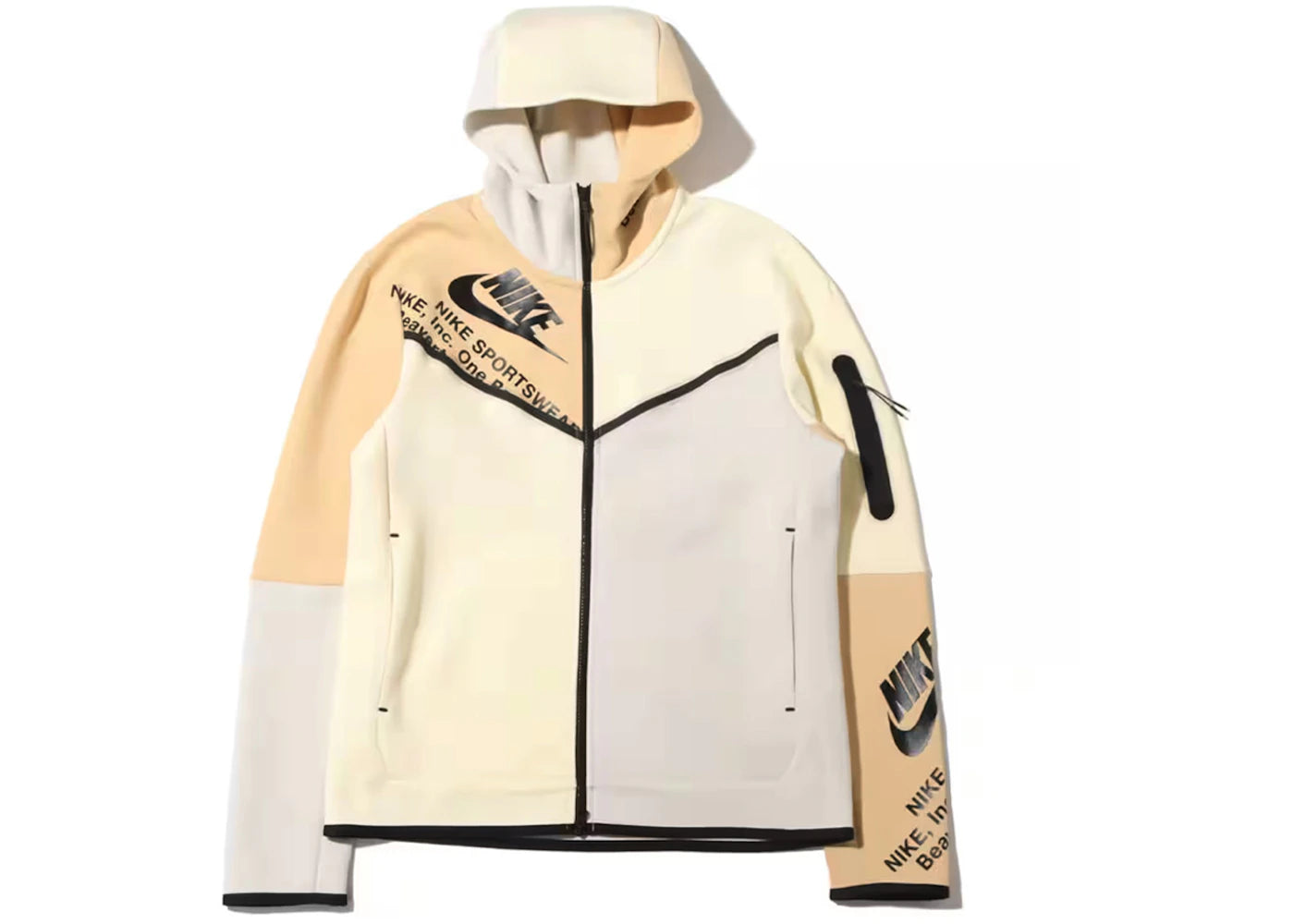 Nike Sportswear Tech Fleece Printed Full-Zip Hoodie Light Bone/Coconut Milk/Sesame/Black