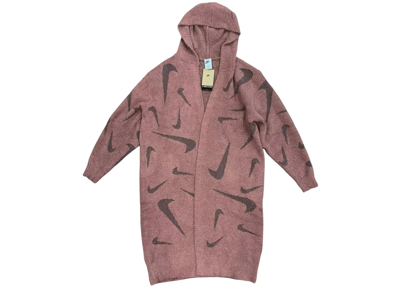 Nike Sportswear Women's Phoenix Cozy Boucle Long Knit Cardigan Mauve