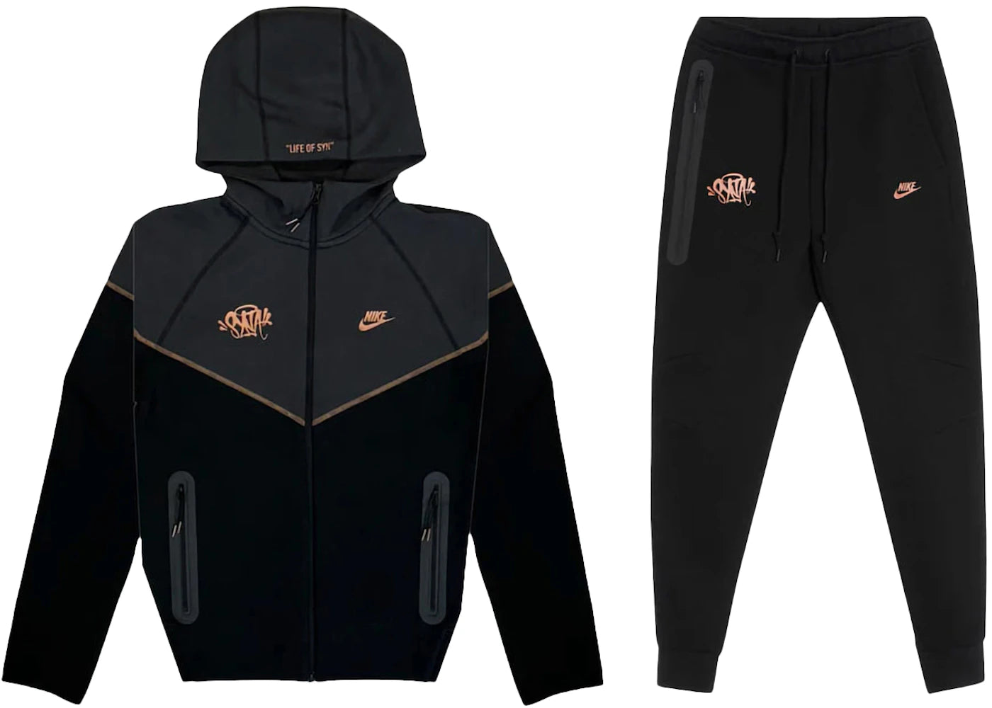 Nike Sportswear x Central Cee Syna World Tech Fleece Hoodie & Joggers Set Black/Metallic Red Bronze