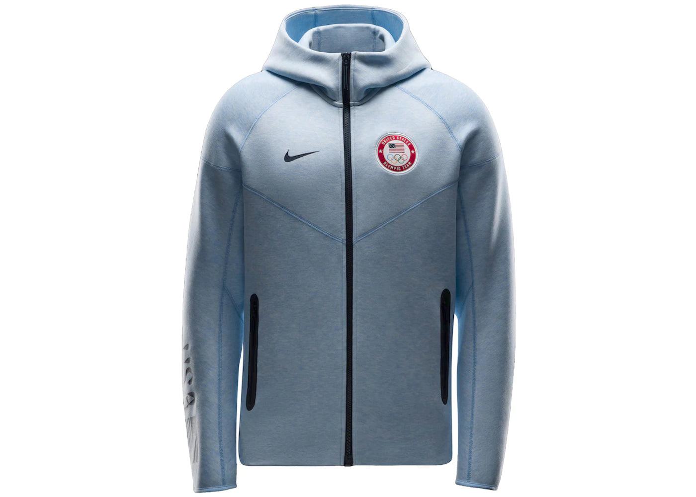 Nike Team USA Olympics 2024 Tech Fleece Full-Zip Hoodie Heather Blue