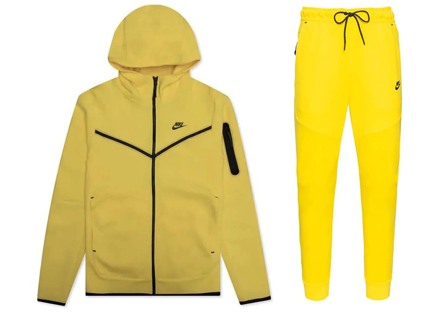 Nike Sportswear Tech Fleece Full Zip Hoodie & Pant Set Yellow Strike/Black