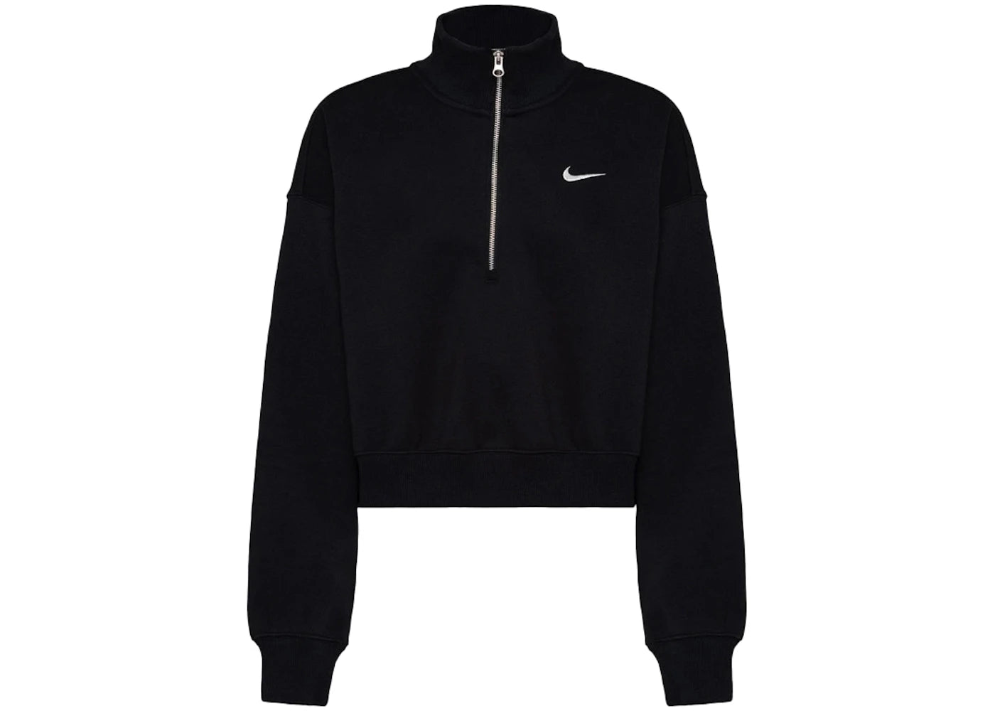 Nike Women's Phoenix Fleece Oversized 1/2-Zip Crop Fleece Sweatshirt Black/Sail