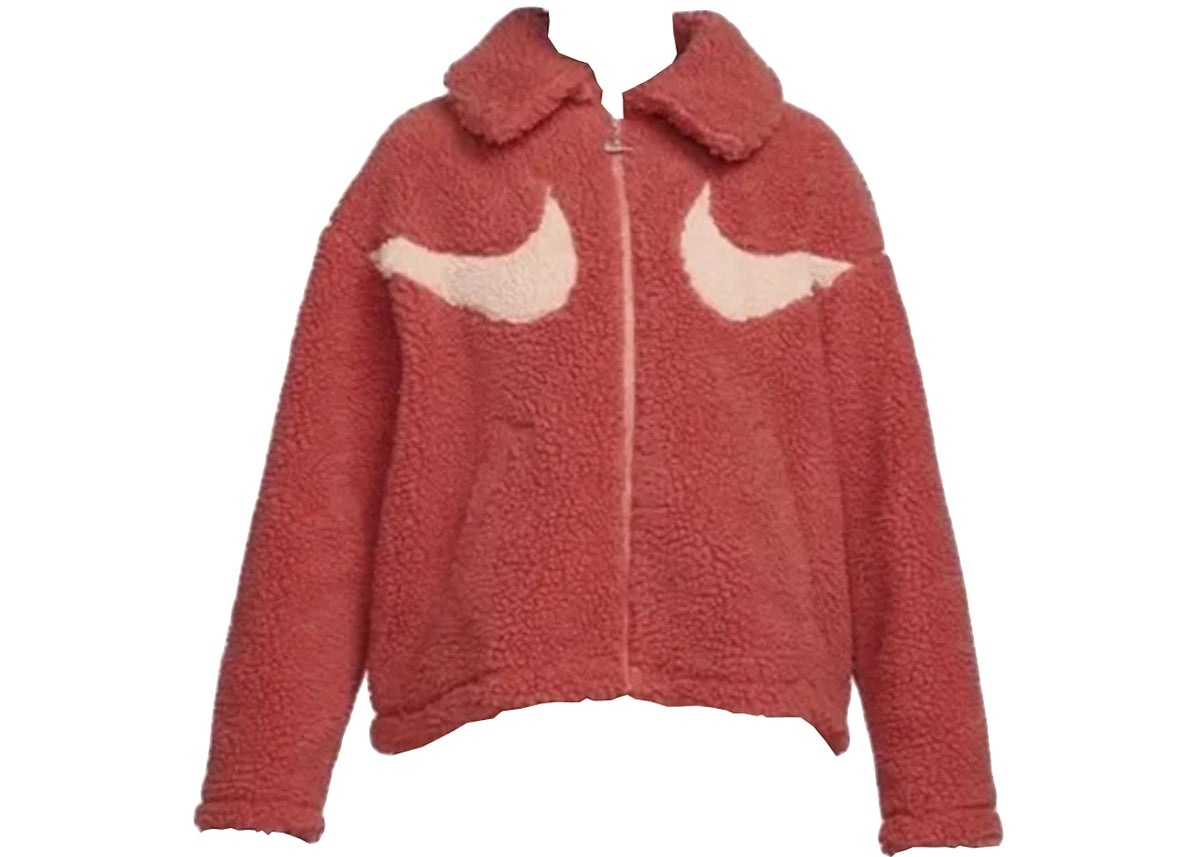 Nike Women's Swoosh Sherpa Full-Zip Jacket Lobster Crimson