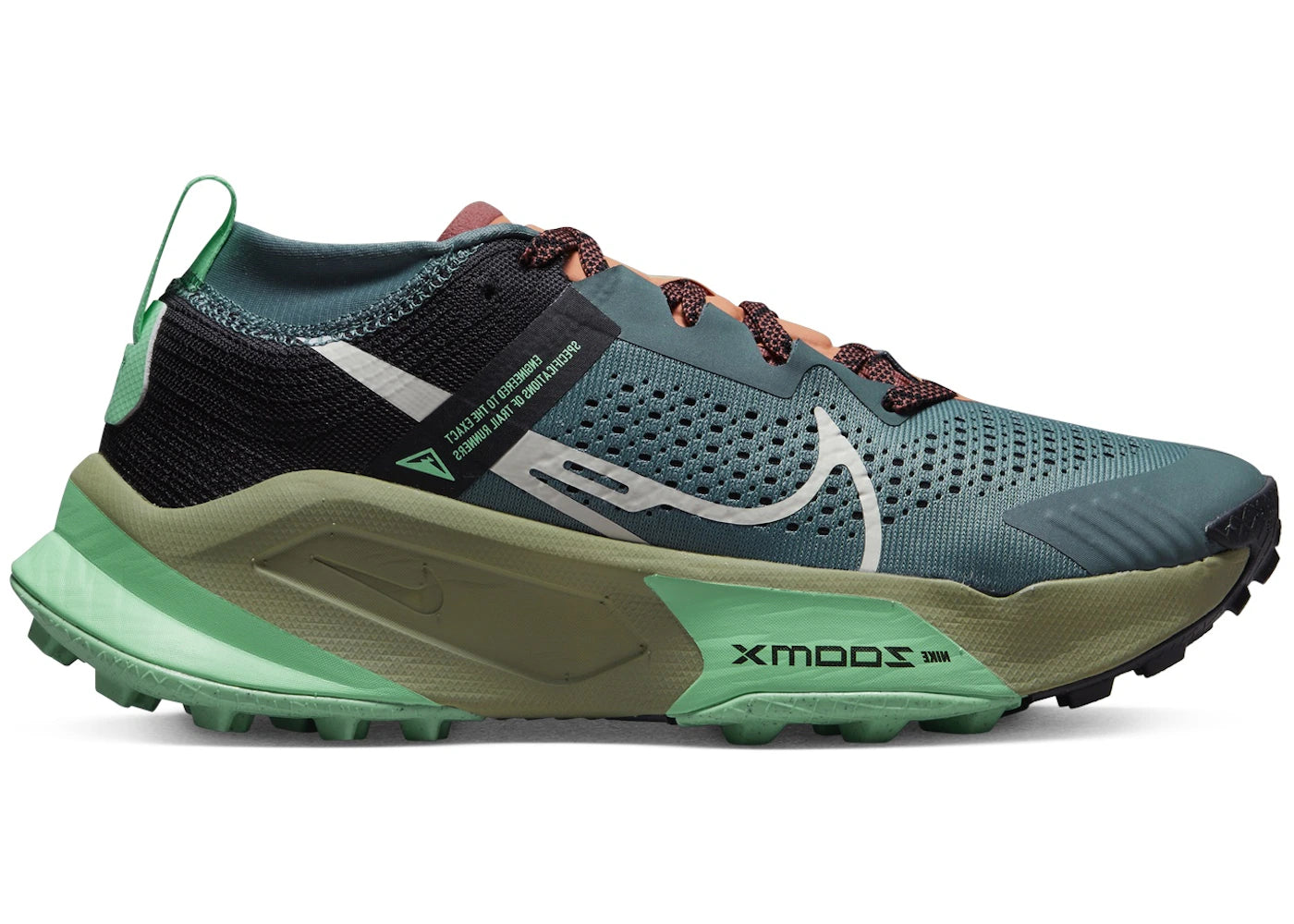Nike ZoomX Zegama Mineral Slate Black Green Glow Light Bone (Women's)