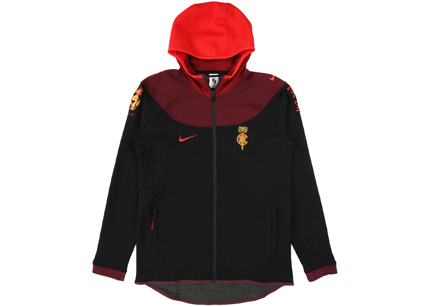 Nike x CLOT NRG GE Hoodie Black/Uni Red/Dark Maroon
