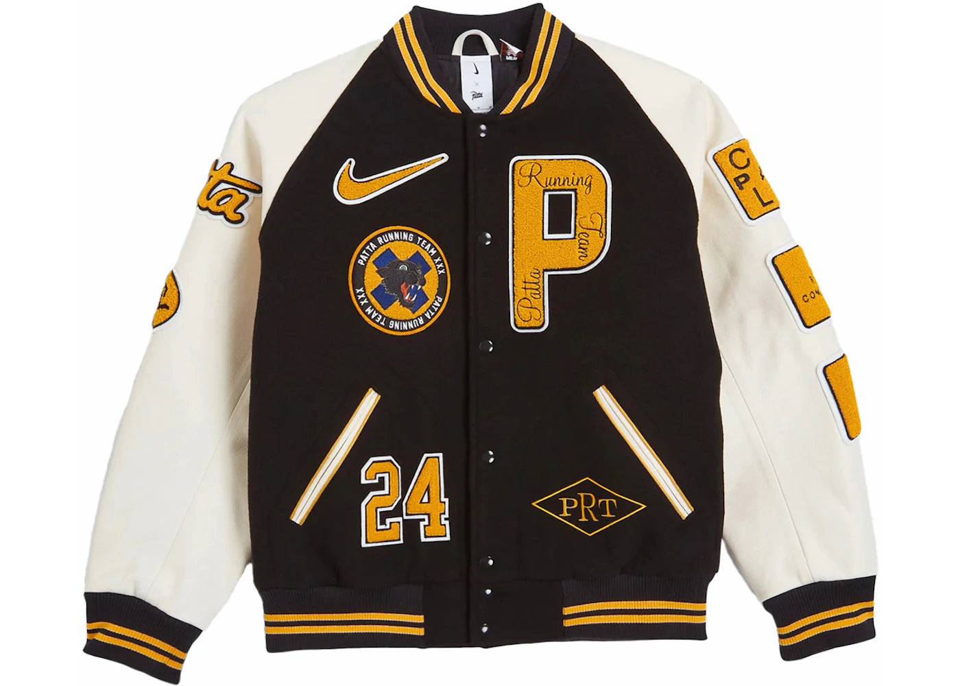 Nike x Patta Running Team Varsity Jacket Black/Yellow/White