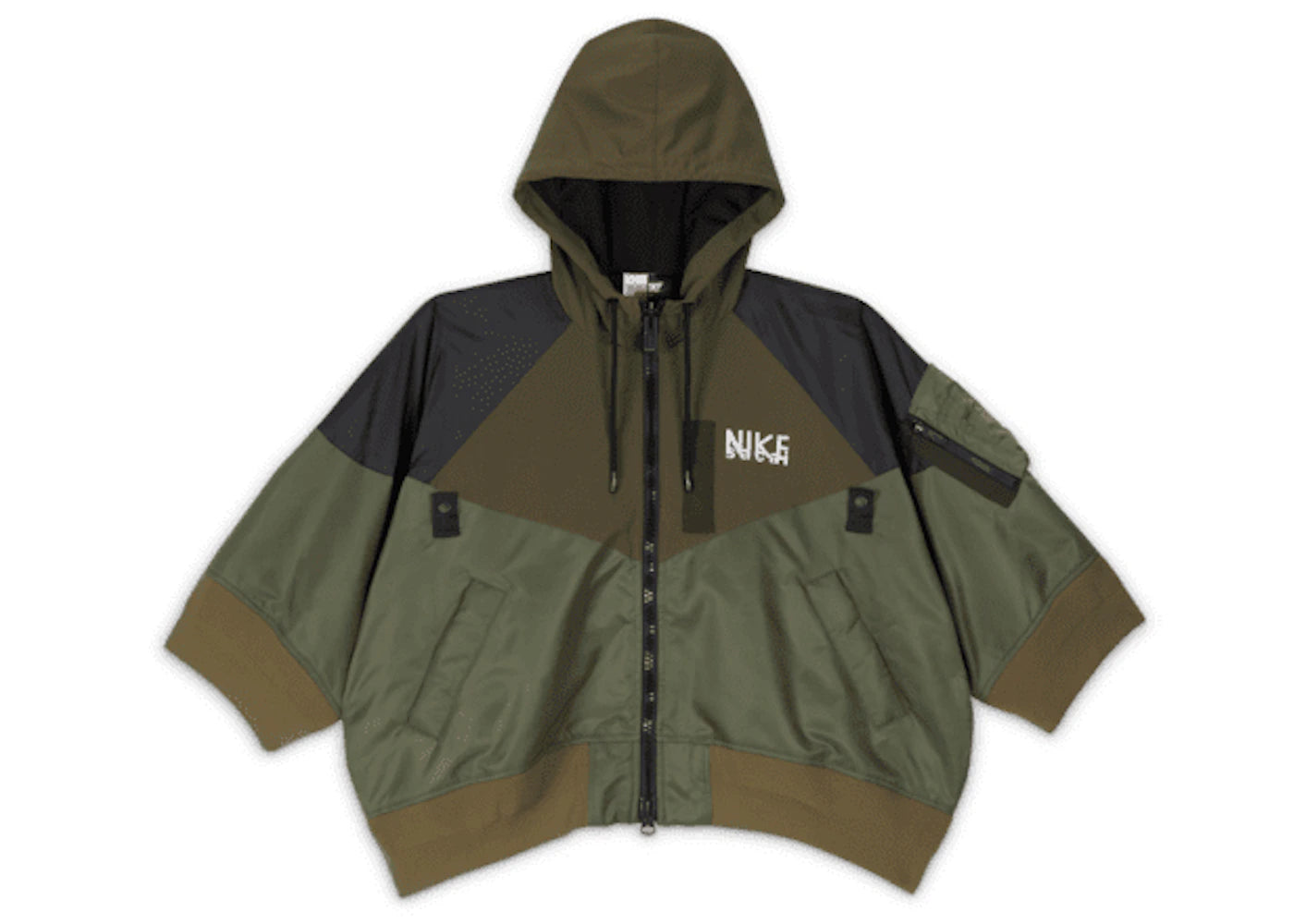 Nike x Sacai Womens Full Zip Hooded Jacket (Asia Sizing) Khaki