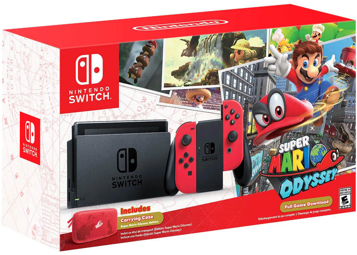 Nintendo Switch Super Mario Odyssey Console Bundle HACSKADLC Red