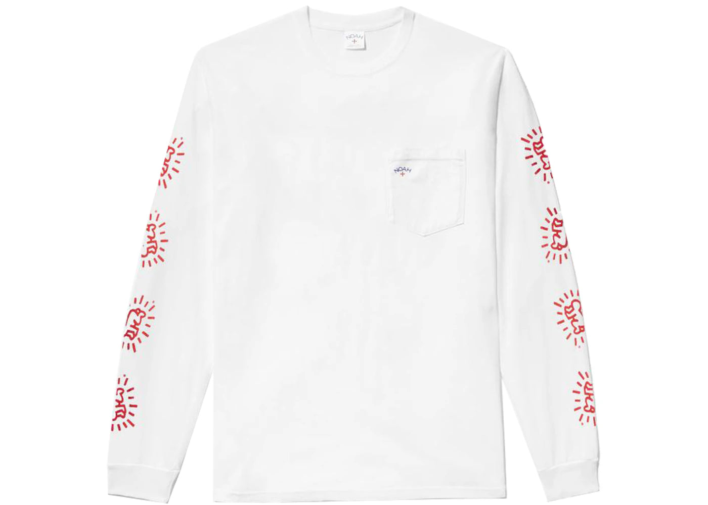 Noah Keith Haring Long Sleeve Pocket Tee White