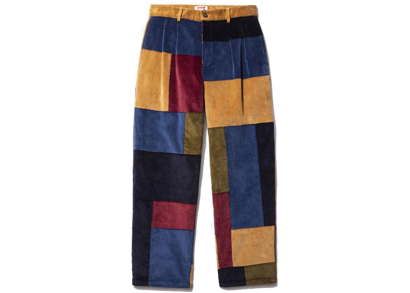 Noah x Baracuta Double-Pleat Patchwork Corduroy Trousers Navy/Multi