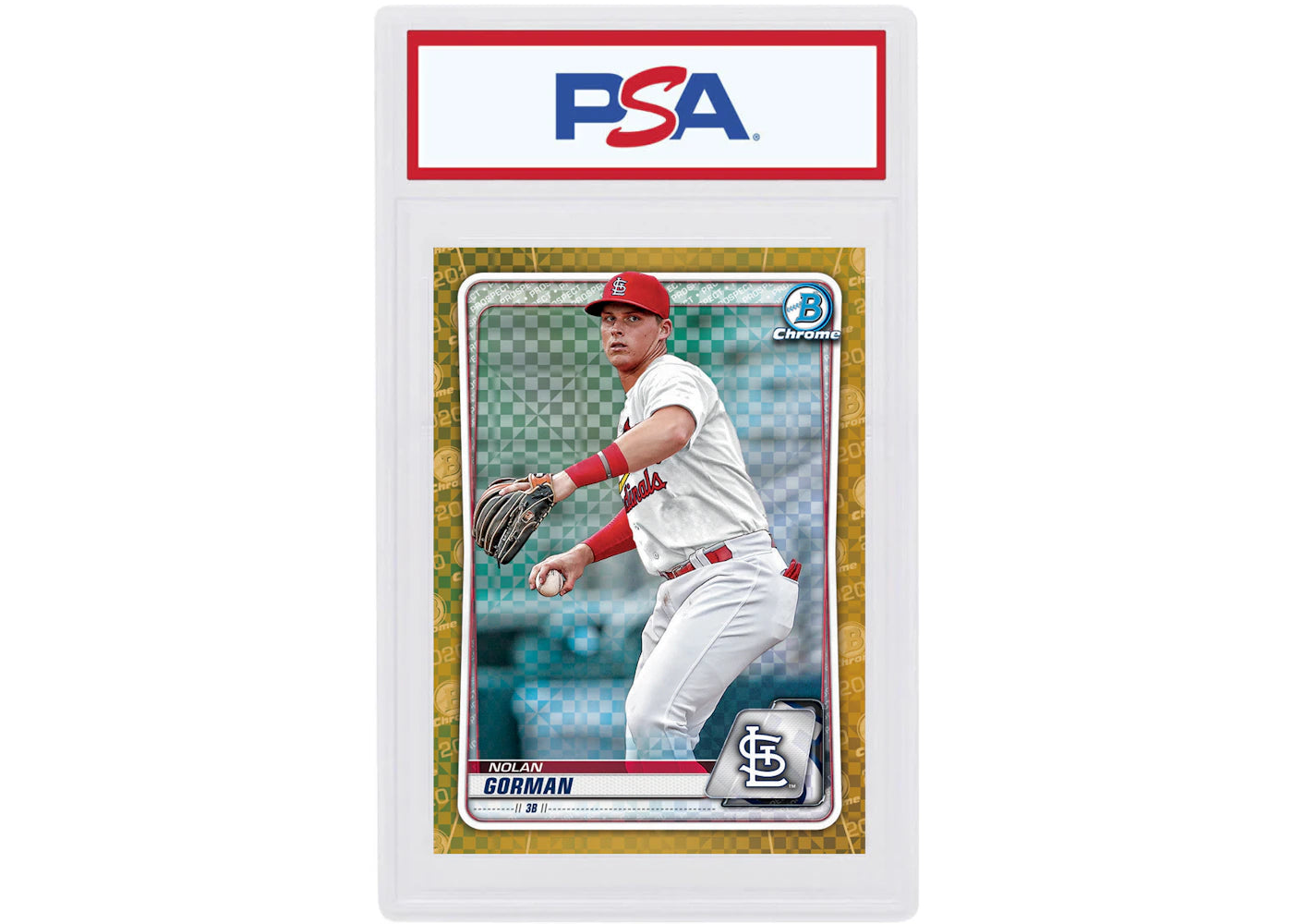 Nolan Gorman 2020 Bowman Chrome X Gold X-Fractor /3 #BCP-162 (PSA or BGS Graded)