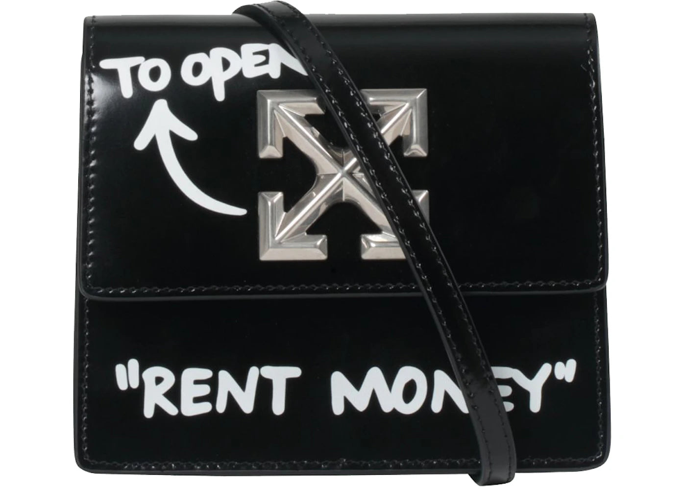 OFF-WHITE 0.7 Jitney Bag "RENT MONEY" Black/White