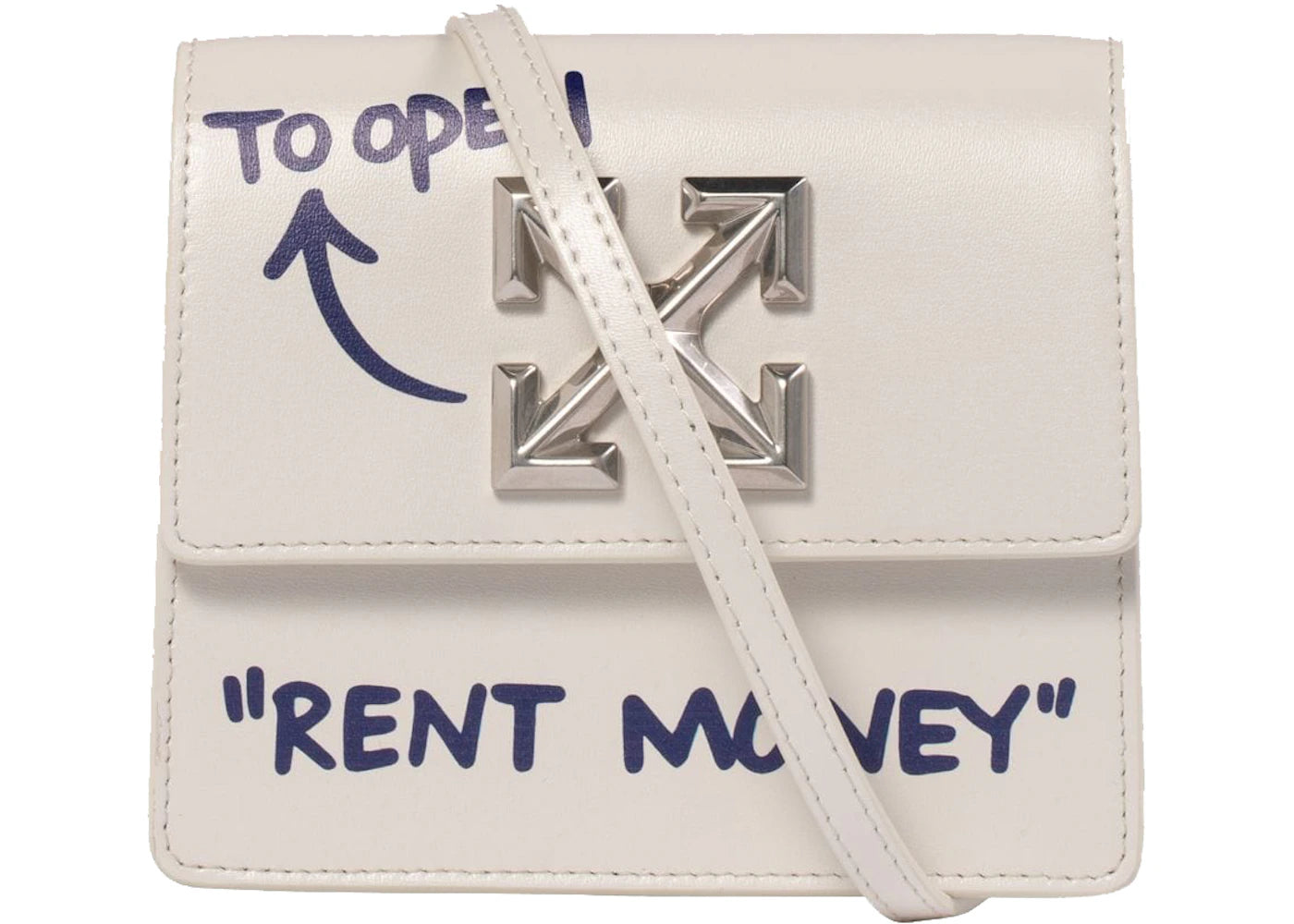 OFF-WHITE 0.7 Jitney Quote Bag "RENT MONEY" White