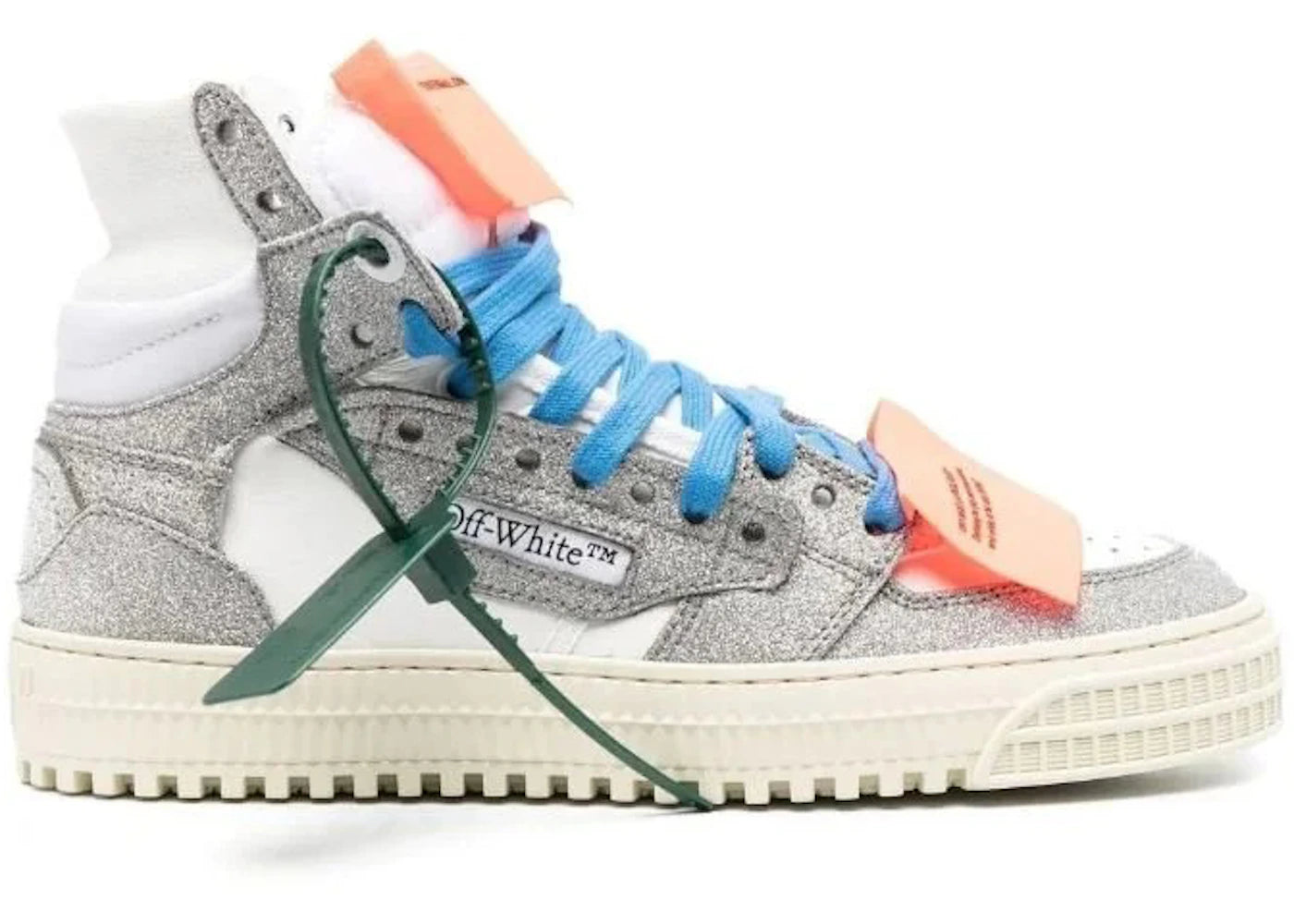 OFF-WHITE 3.0 Off Court High-Top Sneakers White Silver Glitter (Women's)