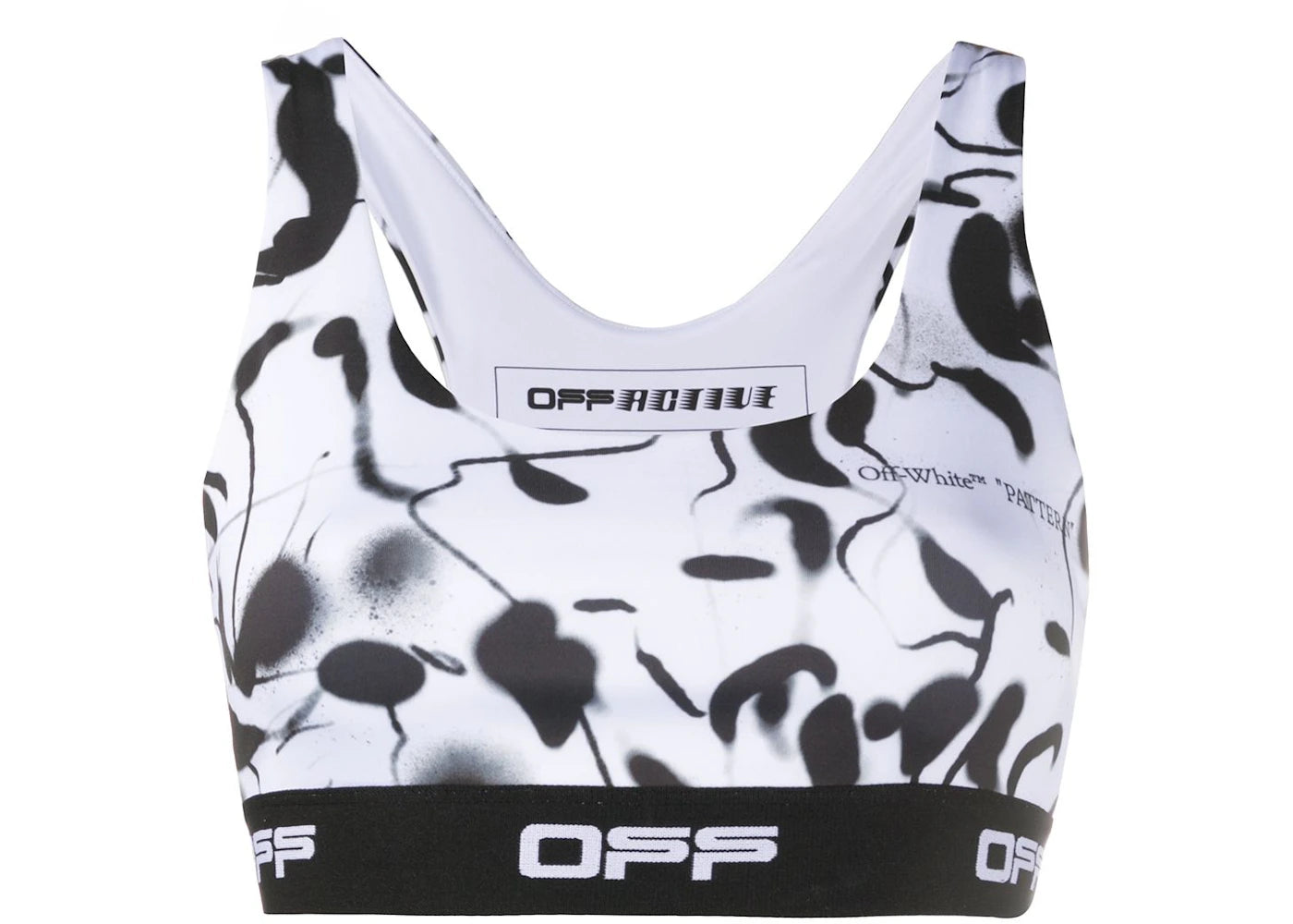 OFF-WHITE Abstract Print Racerback Sports Bra Black/White