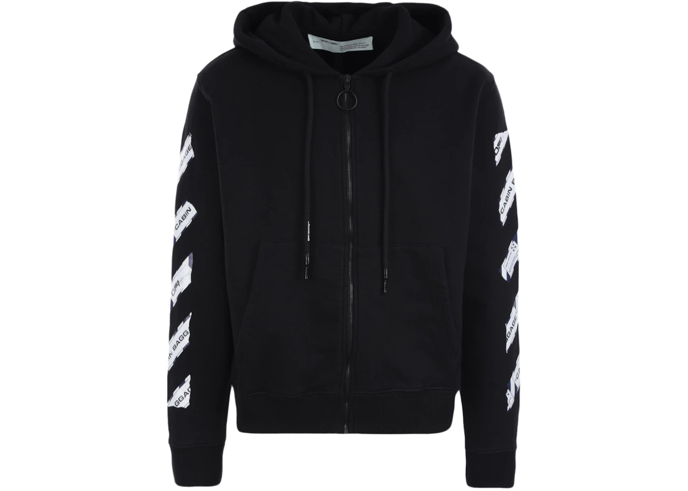 OFF-WHITE Airport Tape Zip Up Hoodie Black