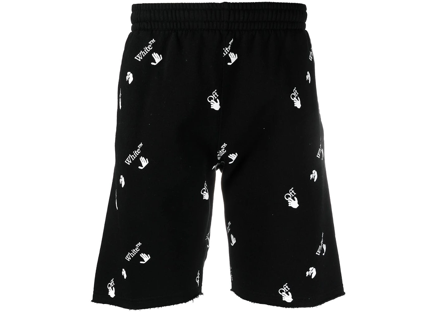 OFF-WHITE All Over Logo Print Shorts Black White