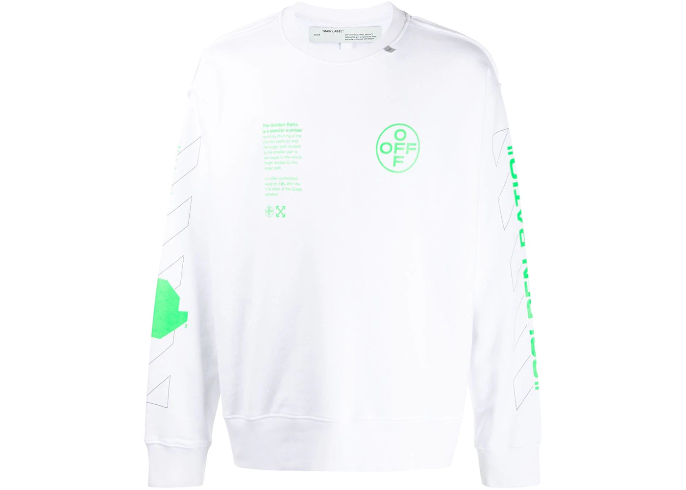 OFF-WHITE Arch Shapes Incompiuto Sweatshirt White/Brilliant Green