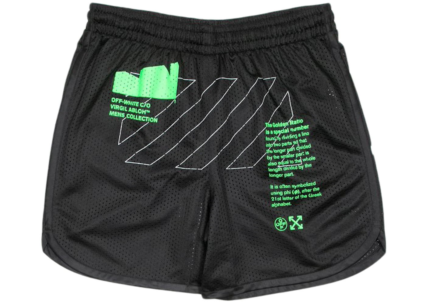 OFF-WHITE Arch Shapes Mesh Shorts Black/Brilliant Green