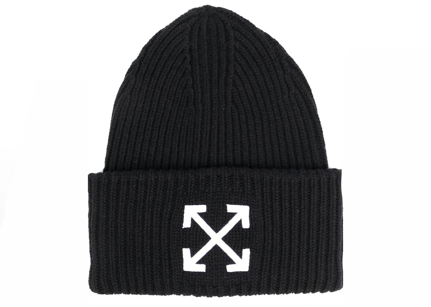 OFF-WHITE Arrow Motif Embroidered Beanie Black/White