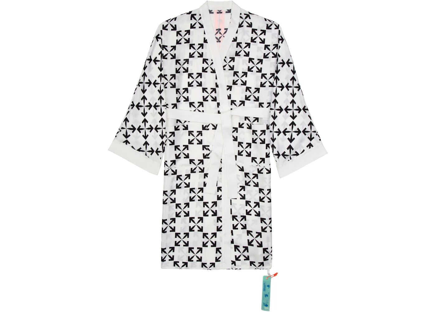 OFF-WHITE Arrow Pattern Silk Robe White/Black