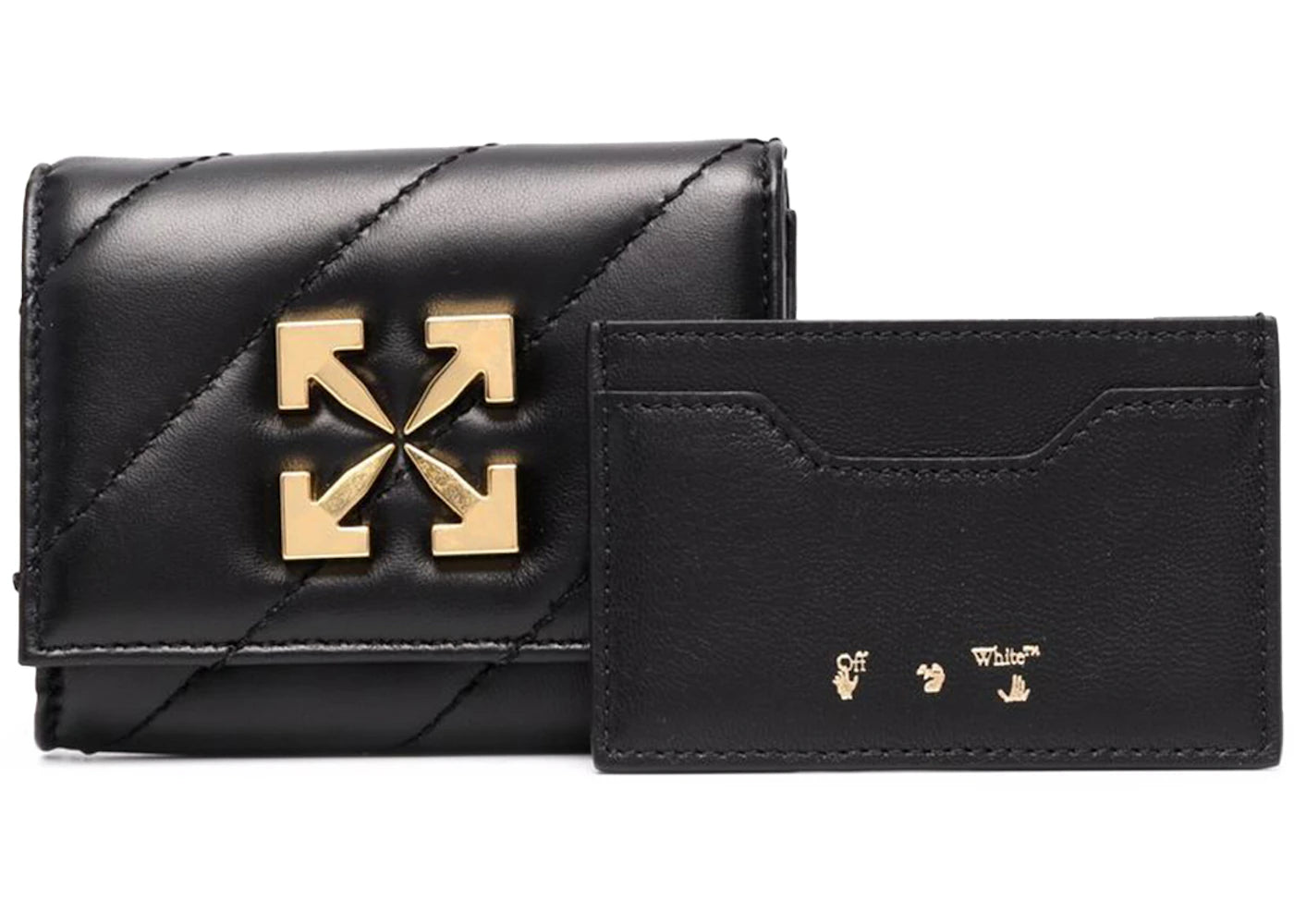 OFF-WHITE Arrow Plaque Quilted Wallet Black