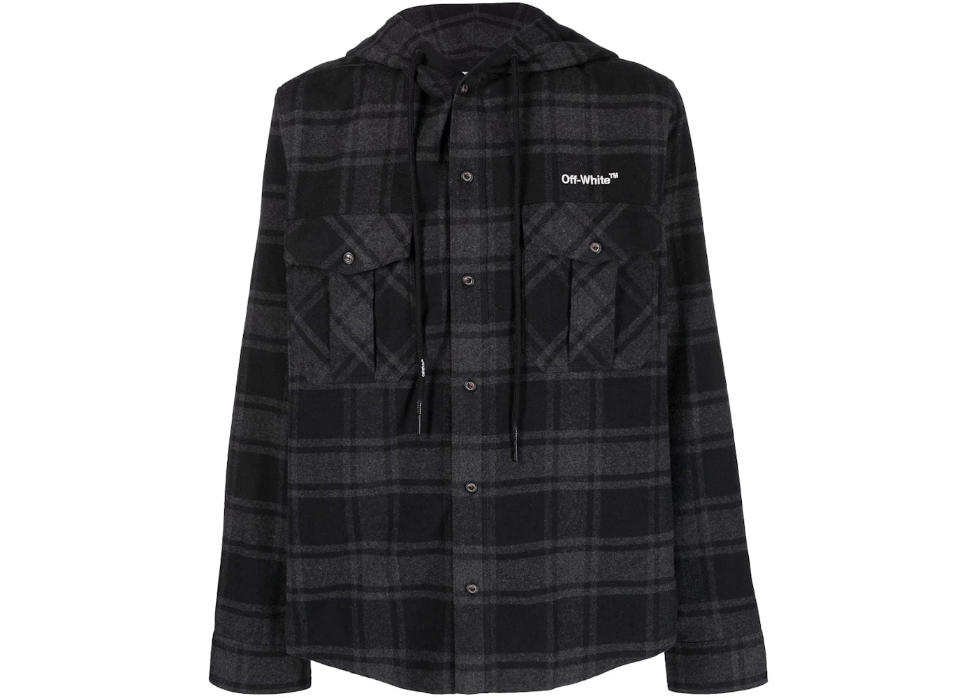 OFF-WHITE Arrows Check Hooded Shirt Dark Grey/Grey/White