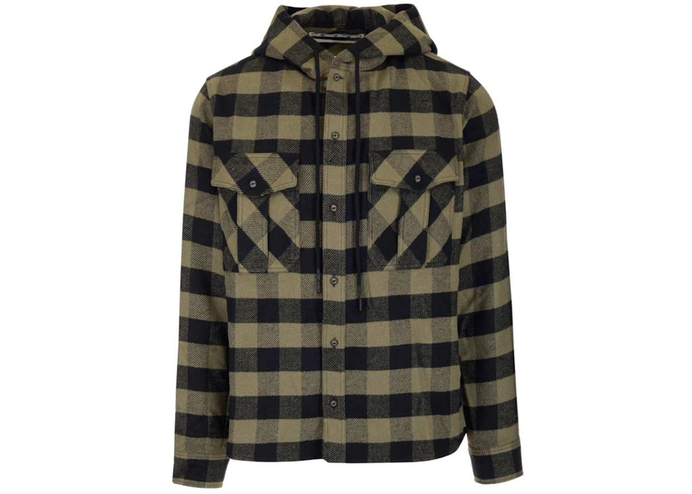 OFF-WHITE Arrows Check Hoodie Shirt Khaki Green Black