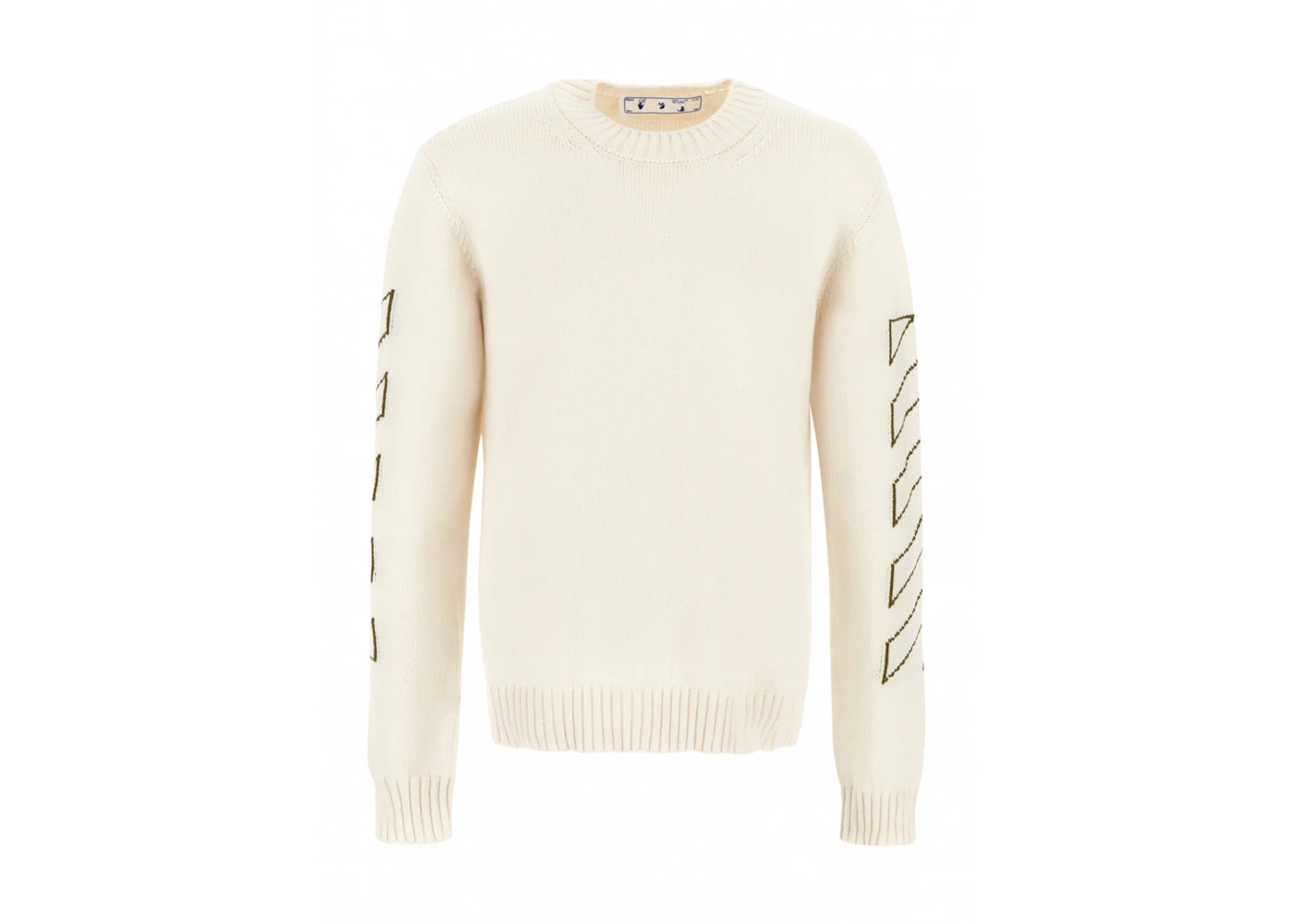 OFF-WHITE Arrows Diag Stripe Knitted Crewneck Cream Green