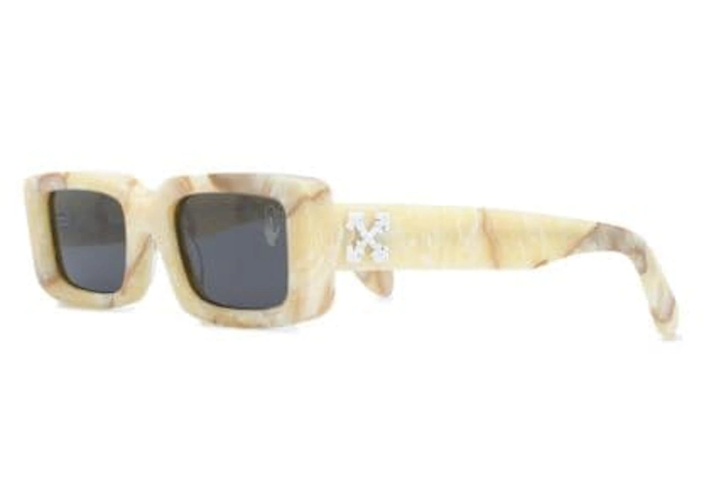 OFF-WHITE Arthur Square Frame Sunglasses Yellow Marble/White (OWRI023F20PLA0011800)