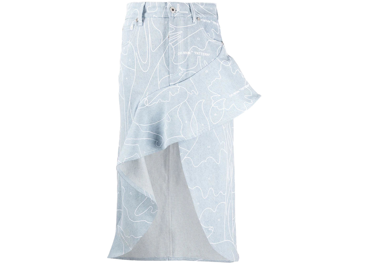 OFF-WHITE Asymmetric All Over Draped Skirt Blue/White