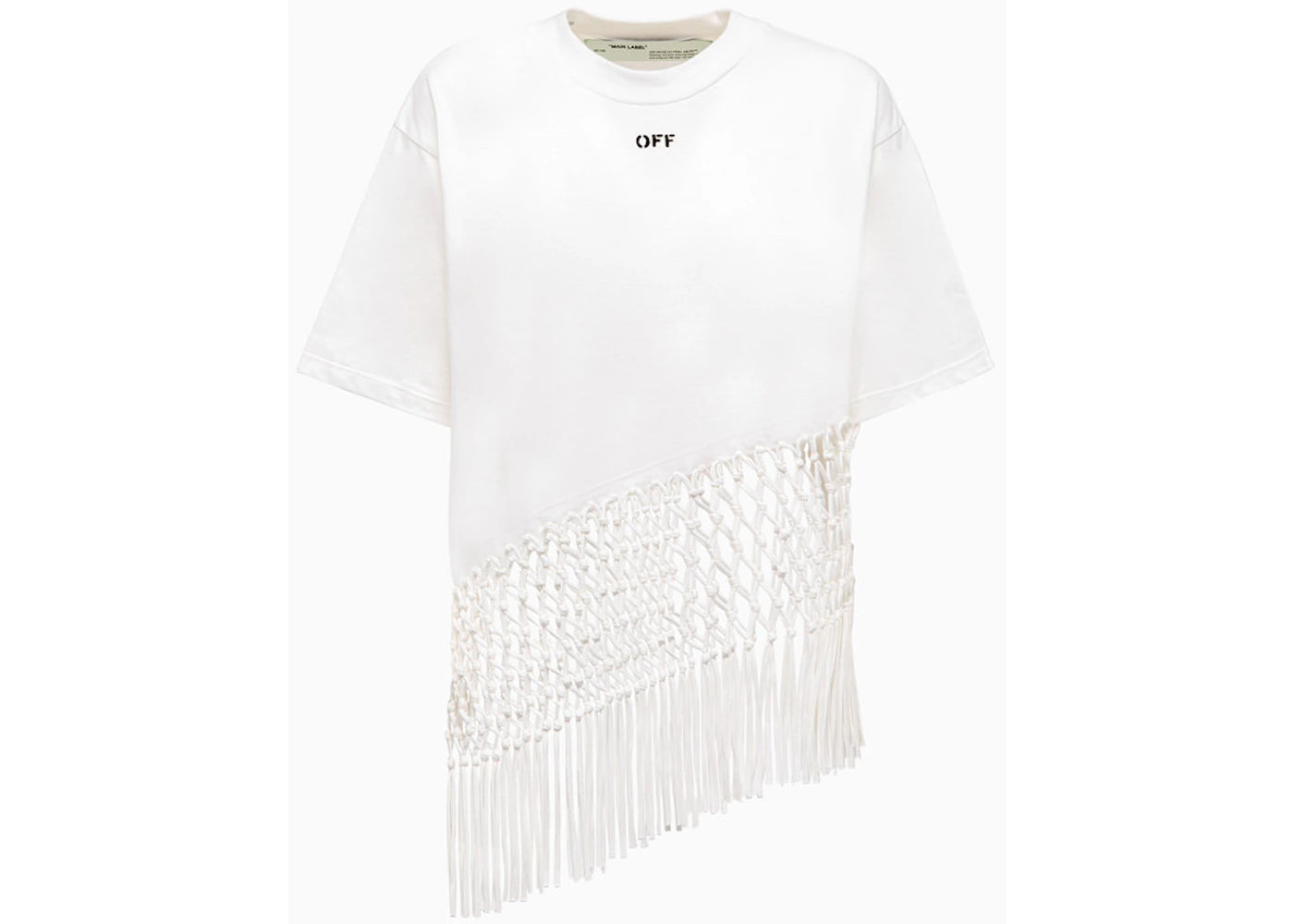 OFF-WHITE Asymmetric Arrows Fringe T-shirt White/Black