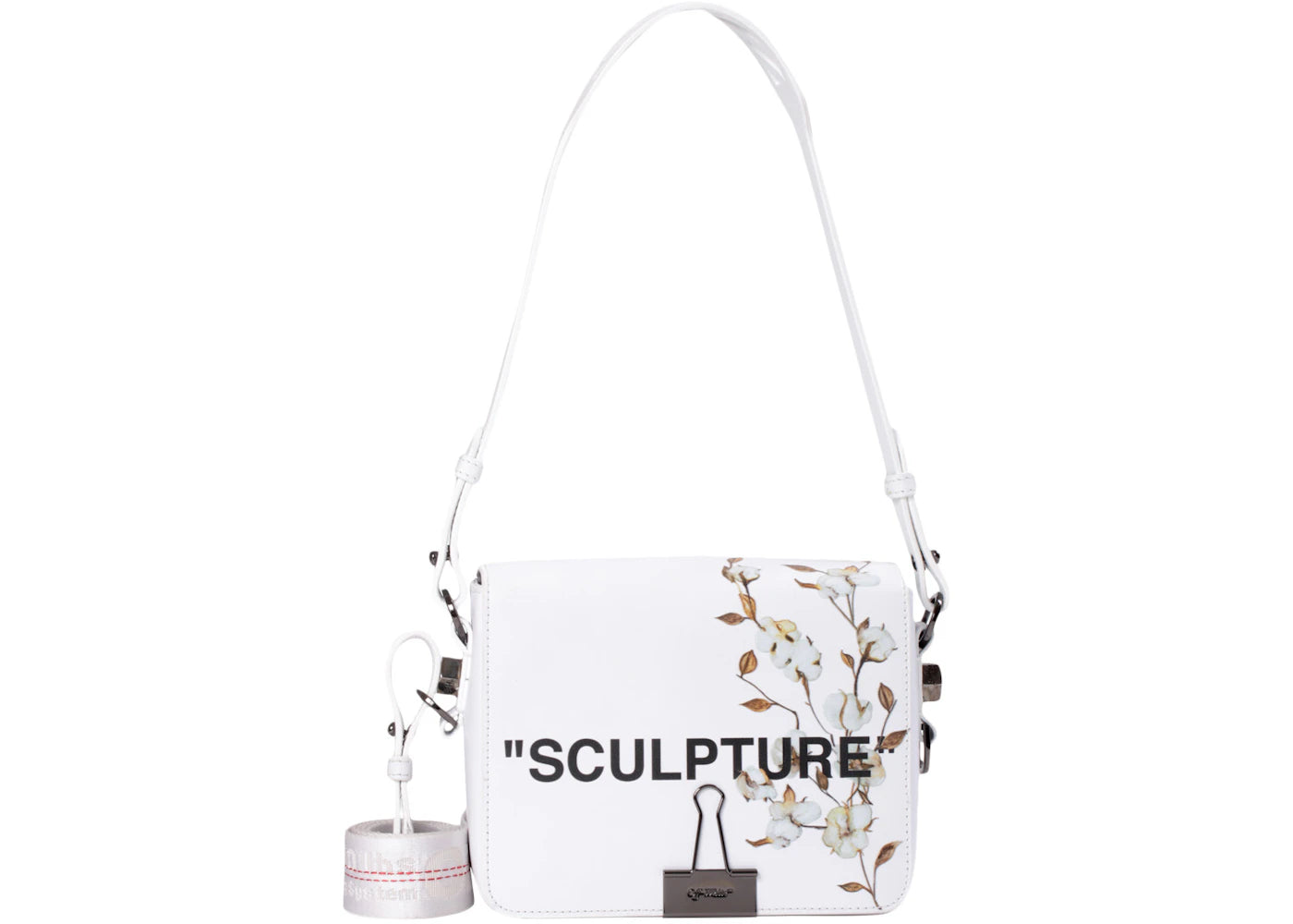 OFF-WHITE Binder Clip Bag Cotton Flower Sculpture White