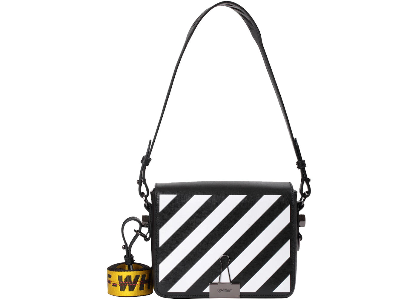 OFF-WHITE Binder Clip Bag Diag Black White Yellow