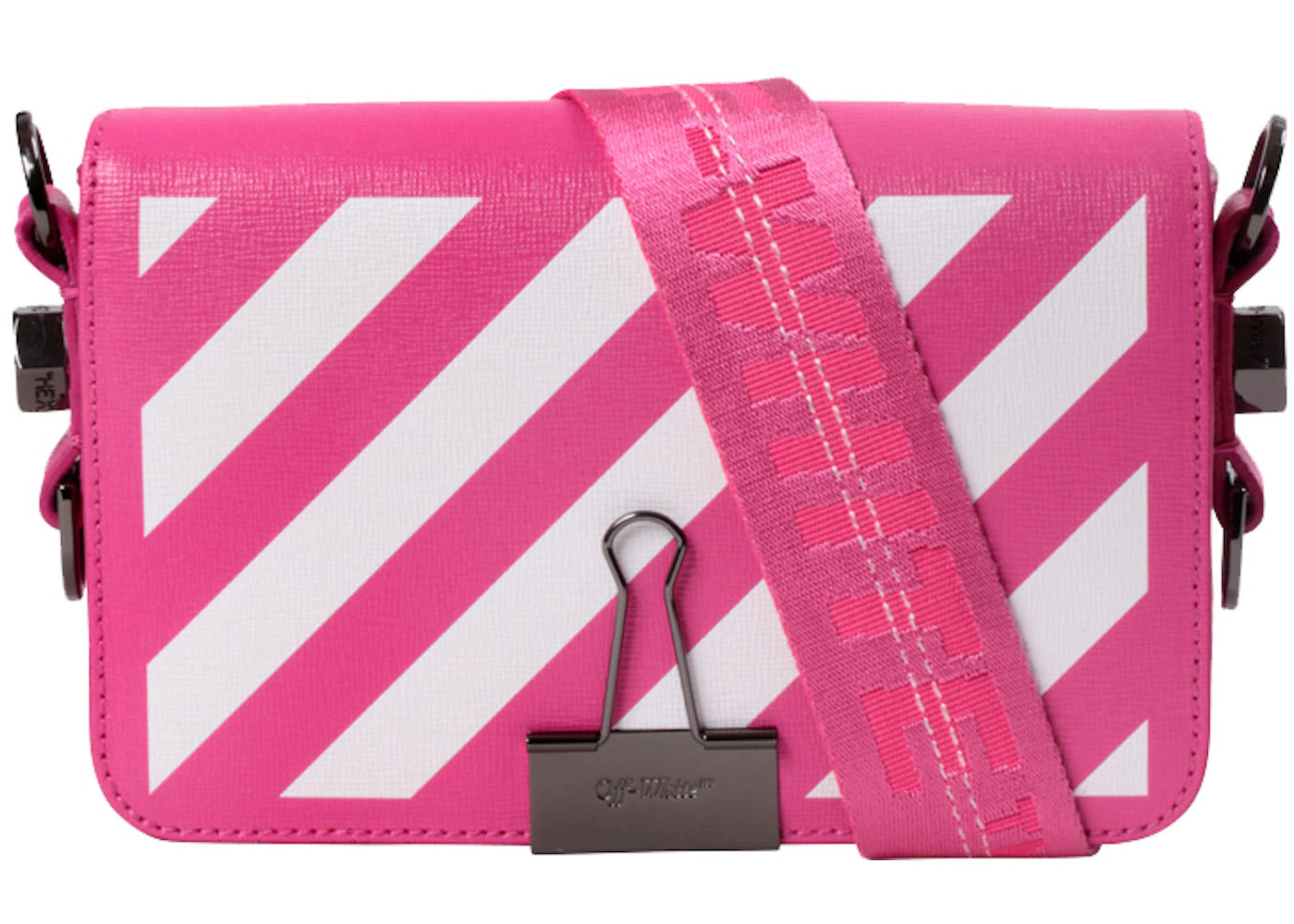 OFF-WHITE Binder Clip Bag Diag Mini Fuchsia White