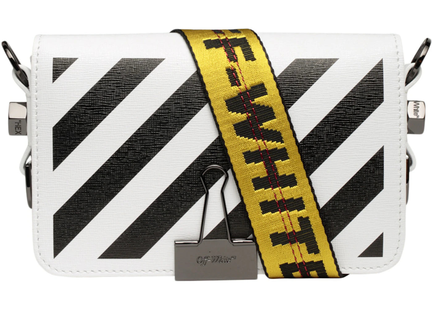 OFF-WHITE Binder Clip Bag Diag Mini White Black Yellow