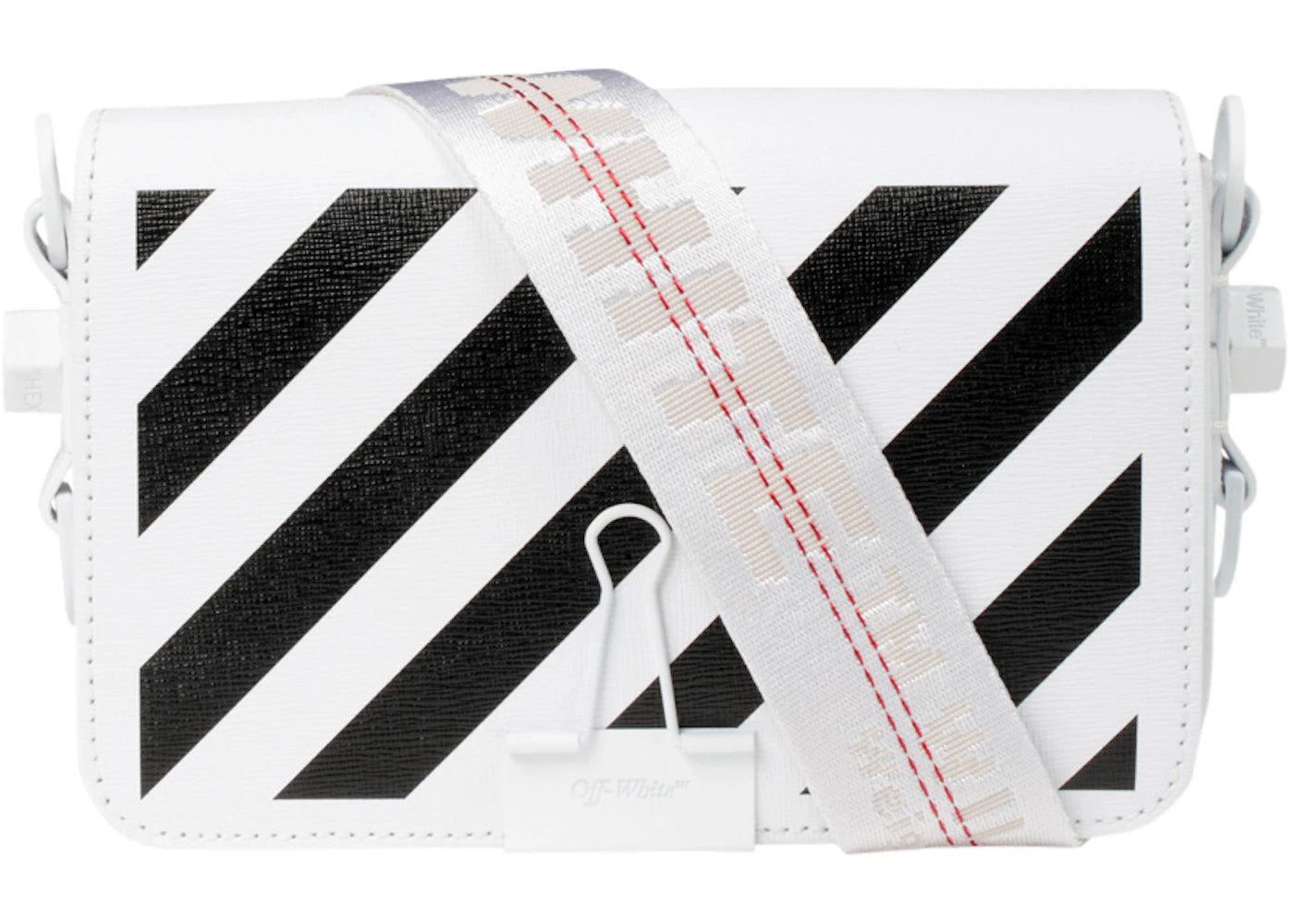 OFF-WHITE Binder Clip Bag Diag Mini White Black