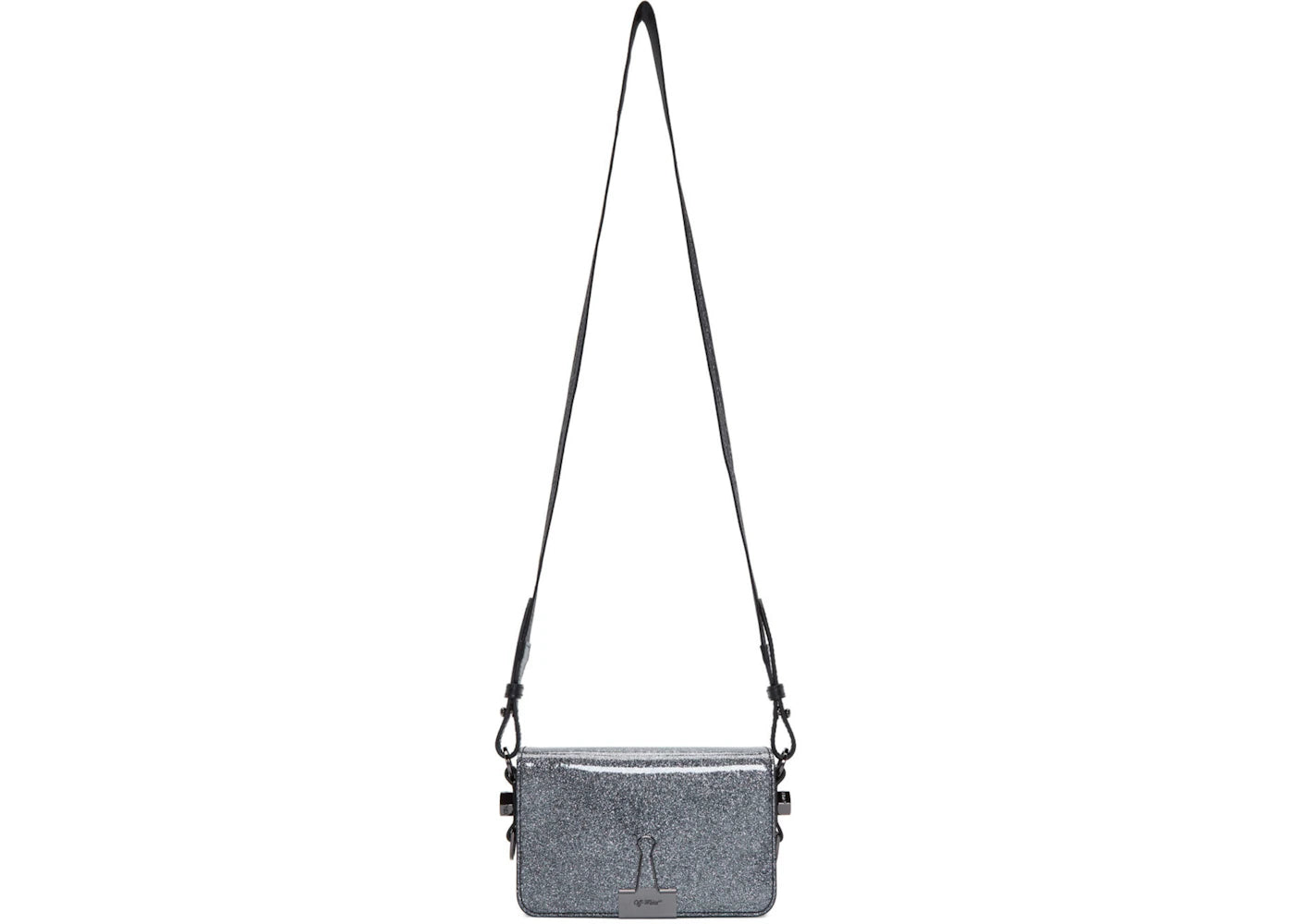 OFF-WHITE Binder Clip Bag Glitter Mini Silver