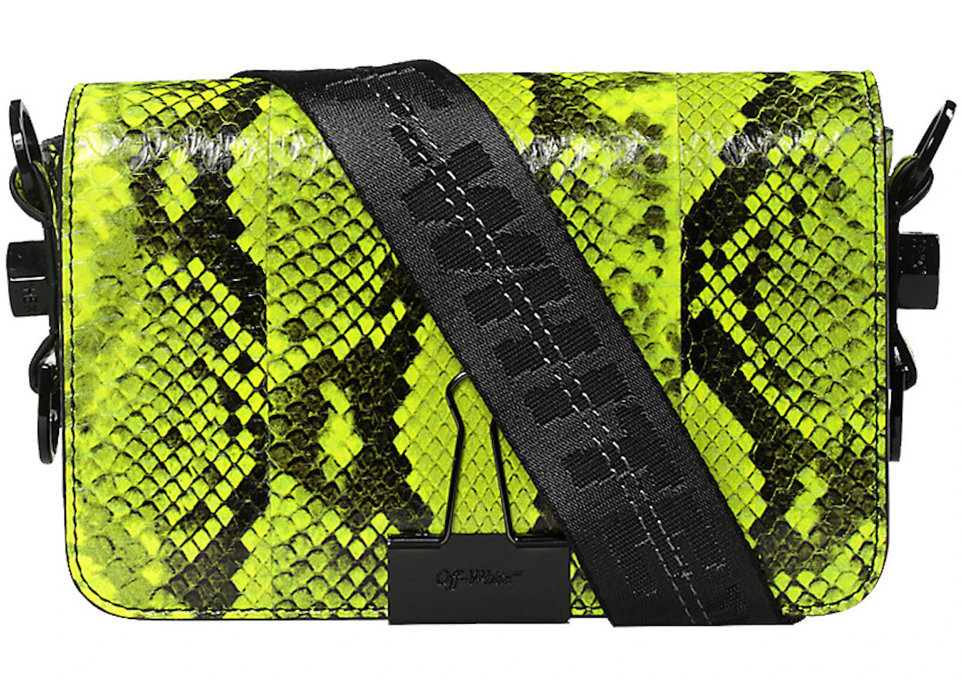 OFF-WHITE Binder Clip Bag Python Mini Fluo Yellow