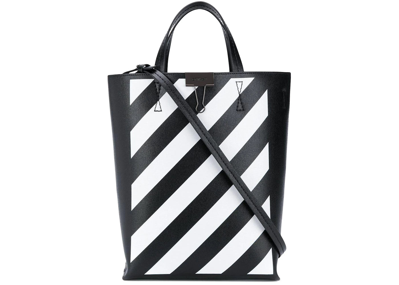 OFF-WHITE Binder Clip Diag Black White Tote Bag 2020 Black White