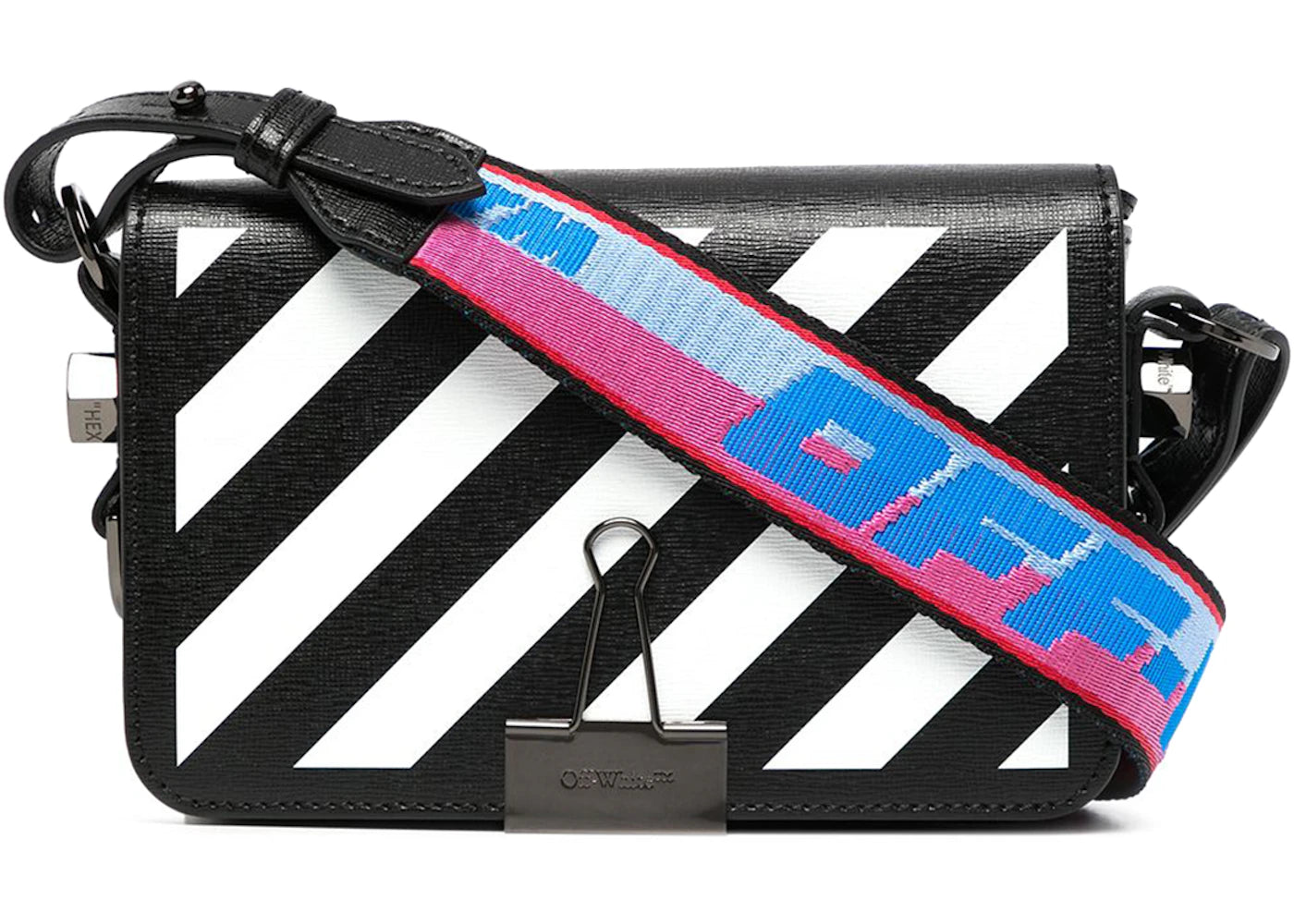 OFF-WHITE Binder Clip Shoulder Bag Black White Blue Pink