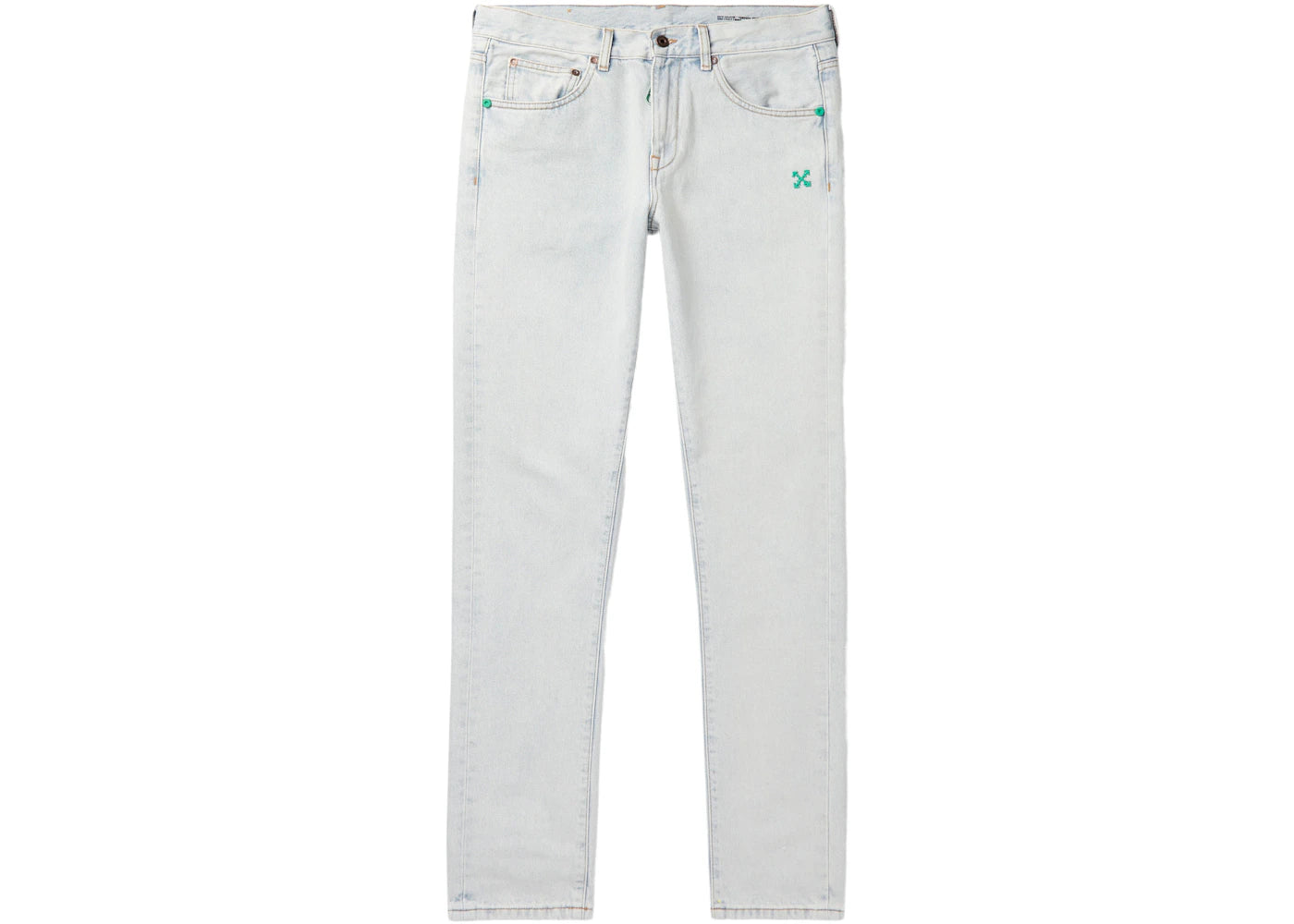 OFF-WHITE Bleached Slim Fit Denim Jeans Bleach/Mint