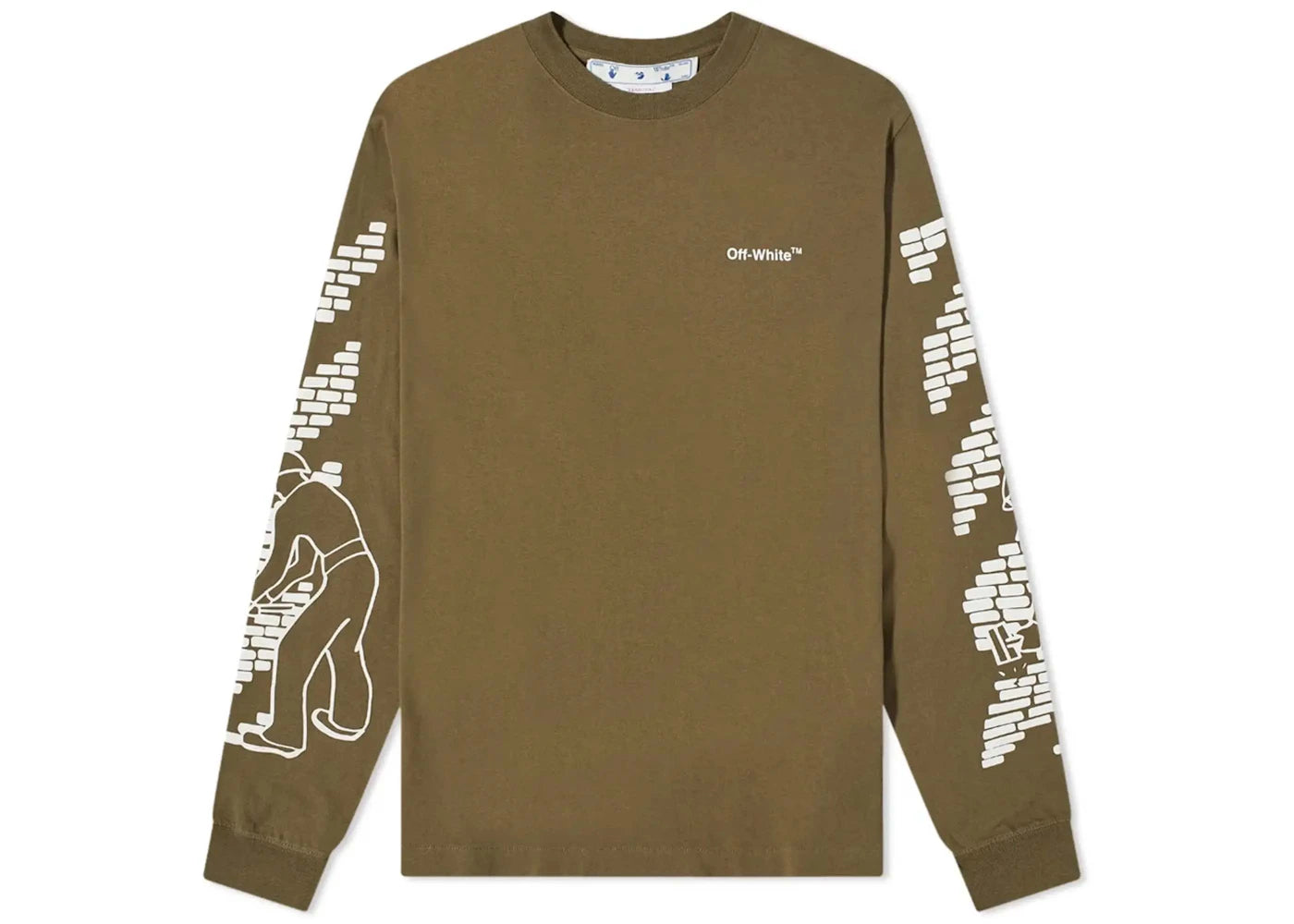 OFF-WHITE Bricks Skate Long Sleeve T-Shirt Army Green/White