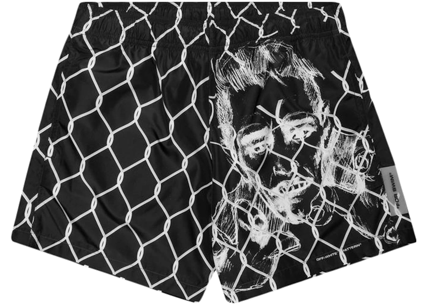 OFF-WHITE Broken Fence Swim Shorts Black/White