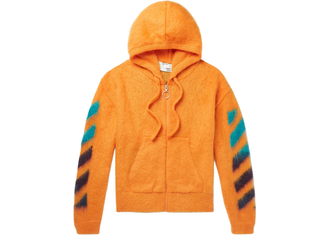 OFF-WHITE Brushed Arrows Mohair Zip Up Hoodie Orange/Multicolor