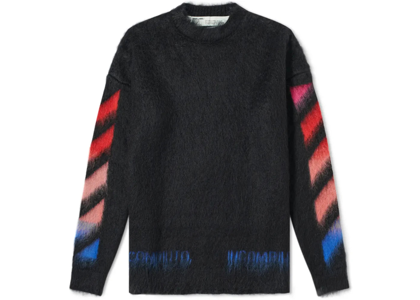 OFF-WHITE Brushed Mohair Diag Arrows Logo Knit Sweater Black Red Blue