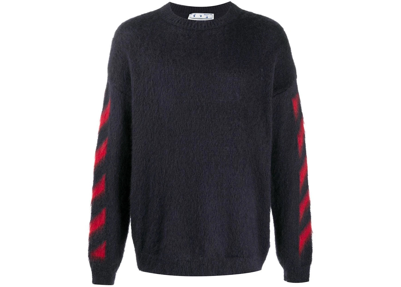 OFF-WHITE Brushed Mohair Diag Arrows Logo Knit Sweater Dark Grey/Red