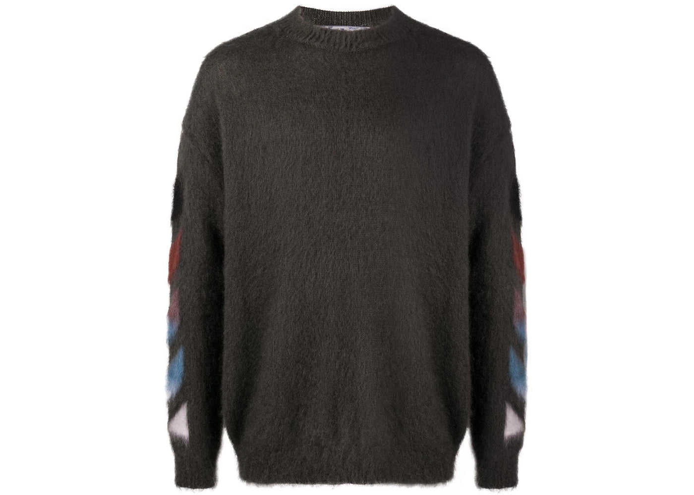 OFF-WHITE Brushed Mohair Diag Stencil Arrows Knit Sweater Grey/Rainbow