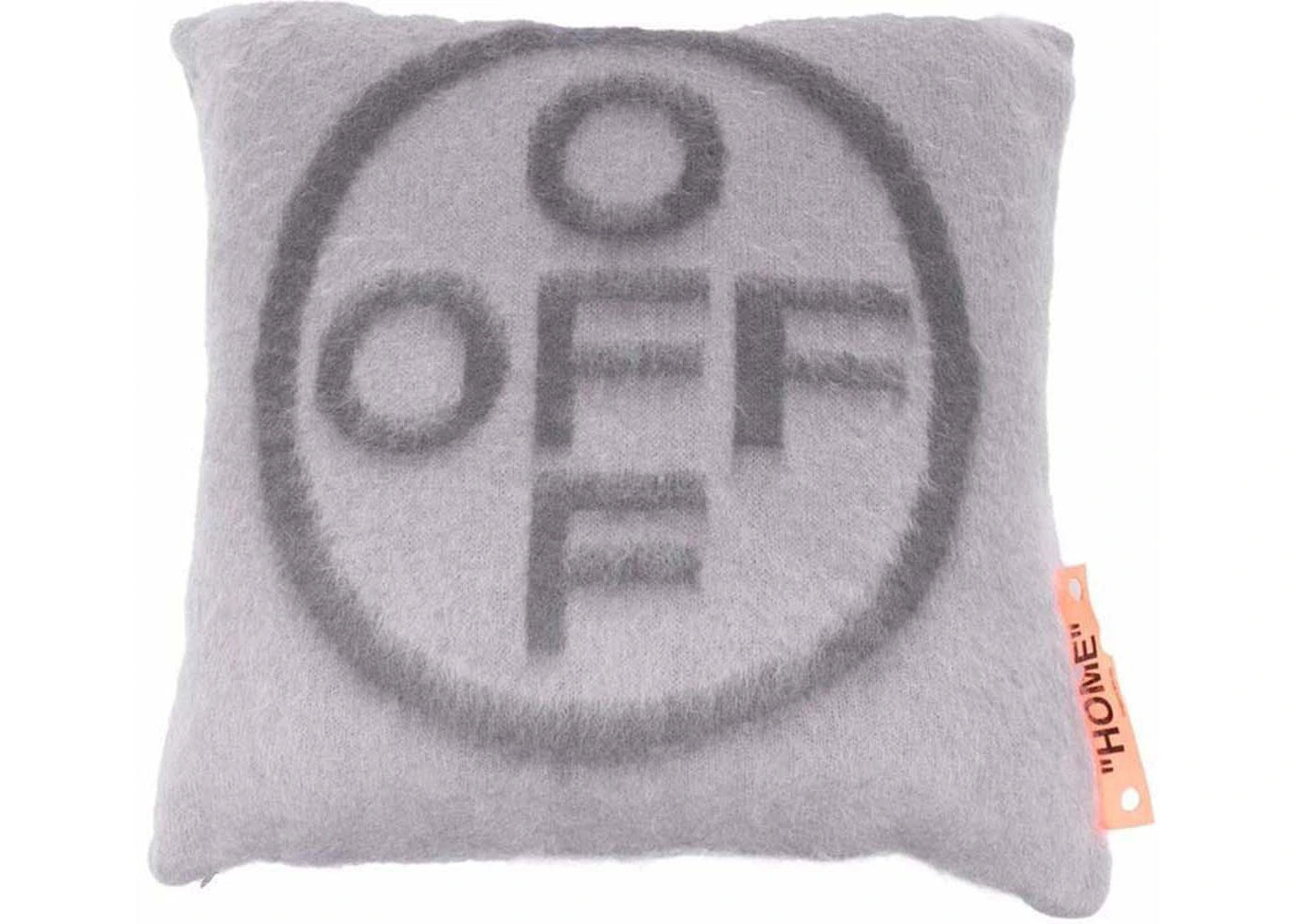 OFF-WHITE Brushed OFF Cross Big Pillow Light Grey